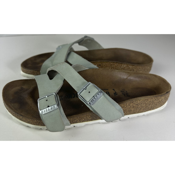 Birkenstock YAo Slide Sandals Aqua Leather Strappy Buckle Size 36 Women's US 5 - Picture 13 of 15